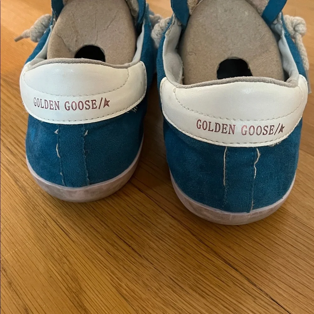 🕶️GGDB Golden Goose SUPERSTAR DISTRESSED TRAINERS IN turquoise w pink star US 11 - Picture 4 of 9